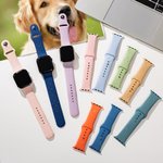 Personalized 1 - 3 Dogs and Paws Silicone Apple Watch Band with Engraved Name Birthday Anniversary Gift for Dog Lovers