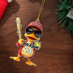 Personalised Funny Duck Acrylic Ornament with Name and Number Home Decor Birthday Gift for Baseball Softball Lovers