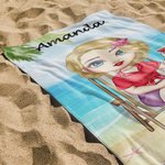 Toalla de Playa Personalizada Chica en la Playa Secado Rápido Alta Absorción Regalo de Cumpleaños para Amigas Amistades