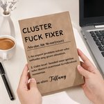 Henkilökohtainen Cluster Fuck Fixer Funny Dictionary Style A5 Journal Notebook nimellä ja 100 sivua edistäminen syntymäpäivälahja ystäville kollegoille
