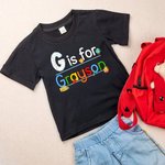 Gepersonaliseerd Schattig Potlood Apple Notitieboekje Ontwerp Initiaal Kinder T-shirt Sweatshirt met Naam Terug naar School Verjaardagscadeau voor Jongens Meisjes