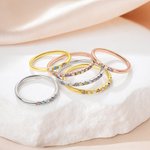 Personalizado Dainty 1-13 Familia Birthstones Sterling Silver Ring Minimalist Jewelry Mother's Day Birthday Gift for Women