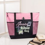 Biblia personalizada con cruz y flores Bolsa de iglesia con cremallera y nombre Accesorio religioso de gran capacidad Regalo para cristianos