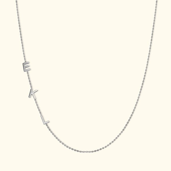 Personalized Sterling Silver Dainty Sideways Minimalist Necklace with Initial Name Birthday Anniversary Gift for Women Girlfriend Wife Mom Family