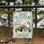 Panneau en métal personnalisé avec nom et date Décoration de jardin pendaison de crémaillère Cadeau d'anniversaire pour maman grand-mère amateurs de jardinage