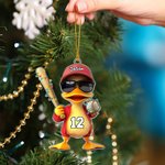 Personalised Funny Duck Acrylic Ornament with Name and Number Home Decor Birthday Gift for Baseball Softball Lovers