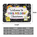 Personalized Multicolor Pencil Rainbow Welcome to Classroom Non-Slip Doormat with Text Teacher's Day Back to School Gift for Teacher