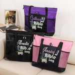 Biblia personalizada con cruz y flores Bolsa de iglesia con cremallera y nombre Accesorio religioso de gran capacidad Regalo para cristianos