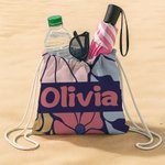 Toalla de playa personalizada con nombre y flor danesa suave y de secado rápido bolsa toalla 2 en 1 regalo de cumpleaños y fiesta para mujeres