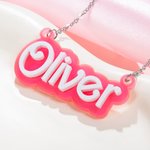 Gepersonaliseerde Roze en Witte Fashion Doll Acryl Ketting met Naam Kerst Verjaardag Valentijnsdag Cadeau voor haar