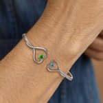 Braccialetto regolabile personalizzato con doppia pietra di nascita e testo inciso, regalo di compleanno e festa della mamma per la nonna e la nipote