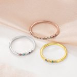Personalizado Dainty 1-13 Familia Birthstones Sterling Silver Ring Minimalist Jewelry Mother's Day Birthday Gift for Women