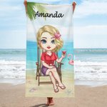 Toalla de Playa Personalizada Chica en la Playa Secado Rápido Alta Absorción Regalo de Cumpleaños para Amigas Amistades