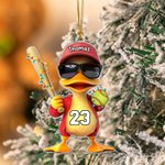 Personalised Funny Duck Acrylic Ornament with Name and Number Home Decor Birthday Gift for Baseball Softball Lovers