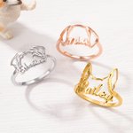 Personalised Dog Breed Ears Ring with Engraved Name Jewellery Gift for Dog Mom Pet Lover