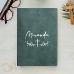 Cahier personnalisé en cuir PU avec nom et 200 pages Accessoires d'enregistrement Cadeau d'anniversaire religieux Cadeau de baptême pour les chrétiens