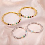 Gepersonaliseerde 1-12 Familie Geboortestenen Elastische Kralen Armband Verjaardag Moederdag Cadeau voor Vrouw Moeder