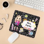 Personalizzato Cartoon Teacher Character Anti-Slip Mouse Pad con nome Teacher's Day Back to School Appreciation Gift for Teachers Educators