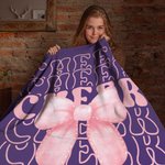 Personalisierte Cheer Pink Coquette Bogen weiche Decke mit Namen Home Decor Geburtstag Team Geschenk für Cheerleader Mädchen
