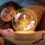Luce notturna personalizzata a LED con testo e base in legno decorazione per la casa regalo di battesimo cresima o babyshower per bambini