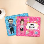 Personalizzato Cartoon Teacher Character Anti-Slip Mouse Pad con nome Teacher's Day Back to School Appreciation Gift for Teachers Educators