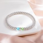 Gepersonaliseerde 1-12 Familie Geboortestenen Elastische Kralen Armband Verjaardag Moederdag Cadeau voor Vrouw Moeder
