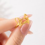 Personalised Dog Breed Ears Ring with Engraved Name Jewellery Gift for Dog Mom Pet Lover