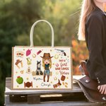 Personalized Cowgirl Horse Element Durable Jute Tote Bag with Name  Large Capacity Travel Accessories Birthday Gift for Women Horse Lovers