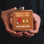 Personalised Cute Farting Bean 6 oz Stainless Steel Liquor Hip Flask with Leather Cover and 1-10 Names Father's Day Birthday Gift for Drinkers Dad
