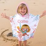 Personlig tegneserie Kid Seaworld Hurtigtørkende hettehåndkle med hette med navn Strand Essentials sommerferie bursdagsgave til gutter jenter