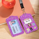 Gepersonaliseerde Cartoon Character Clipart ID Badge houder met naam en sleutelkoord Office terug naar school Teacher's Day Gift voor leerkracht