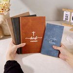 Cahier personnalisé en cuir PU avec nom et 200 pages Accessoires d'enregistrement Cadeau d'anniversaire religieux Cadeau de baptême pour les chrétiens