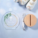 Luce notturna personalizzata a LED con testo e base in legno decorazione per la casa regalo di battesimo cresima o babyshower per bambini