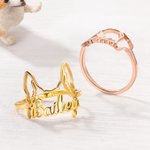Personalised Dog Breed Ears Ring with Engraved Name Jewellery Gift for Dog Mom Pet Lover