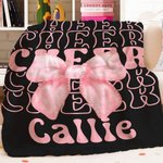 Personalisierte Cheer Pink Coquette Bogen weiche Decke mit Namen Home Decor Geburtstag Team Geschenk für Cheerleader Mädchen