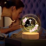 Luce notturna personalizzata a LED con testo e base in legno decorazione per la casa regalo di battesimo cresima o babyshower per bambini
