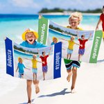 Telo mare personalizzato con foto e testo multicolore ad asciugatura rapida vacanze estive regalo per famiglia e bambini