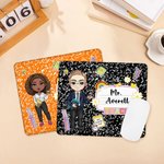 Personalizzato Cartoon Teacher Character Anti-Slip Mouse Pad con nome Teacher's Day Back to School Appreciation Gift for Teachers Educators