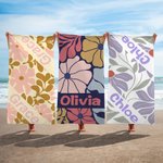 Personalised Danish Flower 2 in 1 Foldable Quick Dry Beach Towel All-in-One Bag with Name Beach Party Travel Birthday Gift for Women