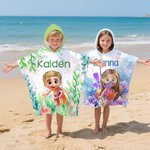 Personlig tegneserie Kid Seaworld Hurtigtørkende hettehåndkle med hette med navn Strand Essentials sommerferie bursdagsgave til gutter jenter