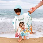 Personlig tegneserie Kid Seaworld Hurtigtørkende hettehåndkle med hette med navn Strand Essentials sommerferie bursdagsgave til gutter jenter