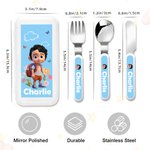 Personalised 3D Cartoon Character Kid's Fork Spoon Knife 3 Pcs Cutlery Set with Name and Case Back to School Season Birthday Gift for Boys Girls