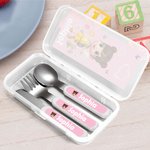 Personalised 3D Cartoon Character Kid's Fork Spoon Knife 3 Pcs Cutlery Set with Name and Case Back to School Season Birthday Gift for Boys Girls