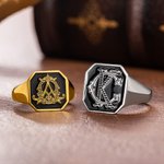 Anillo de sello personalizado con monograma de iniciales entrelazadas y texto grabado regalo de cumpleaños y compromiso para hombres