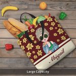 Personalizado de dibujos animados Chica Volando Nacimiento Flor Bolsa grande con nombre Uso diario Viaje Esencial Cumpleaños Aniversario Regalo para Mujeres