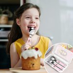 Personalised 3D Cartoon Character Kid's Fork Spoon Knife 3 Pcs Cutlery Set with Name and Case Back to School Season Birthday Gift for Boys Girls