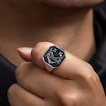 Anillo de sello personalizado con monograma de iniciales entrelazadas y texto grabado regalo de cumpleaños y compromiso para hombres