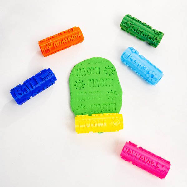 Personligt 3D-tryck med tecknade mönster Flerfärgad Play-Dough Roller med namn Konsthantverksleksaker Födelsedagspresent för förskolebarn