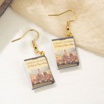 Personalised Miniature Book Cover Dangle Drop Earrings for Book Lovers Writer Librarian