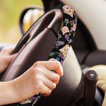 Spersonalizowany antypoślizgowy pokrowiec na kierownicę z flamingiem i drzewem kokosowym z 1-3 zdjęciami zwierząt Akcesoria samochodowe Prezent urodzinowy dla właściciela samochodu